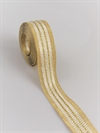 4 meter Dekorations bånd.  Brede 2,5 cm. Rå hvid med guld striber.